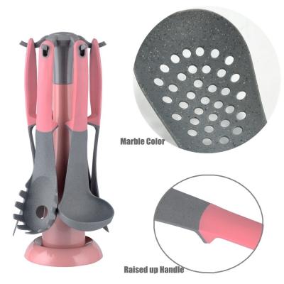 China Baby Holiday Pink Kitchen Utensils Set Cooking Tools TPR PP Handle Unique Kitchenware for sale