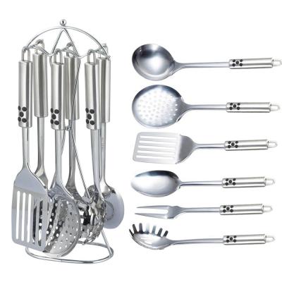 China 7 Piece Sustainable Utensils Stainless Steel Metal Silicone Kitchen Tool and Utensils Set for sale