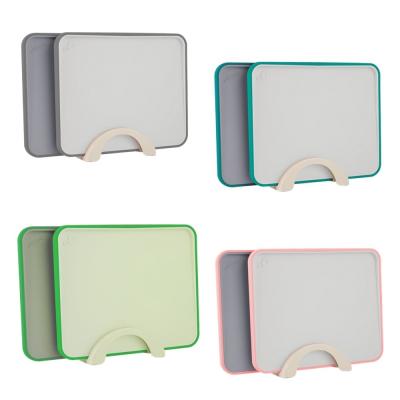 China Custom Colored PP Chopping Blocks With Tray Index Plastic Cutting Board Set Large Size for sale