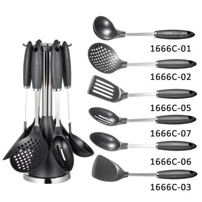 China Plastic Cooking Tools Set Sustainable Customized Color Spatula Turner Masher Spaghetti for sale