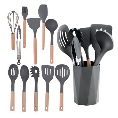 China Silicone Utensil Set with Utensil Holder Heat Resistant up to 240C Non-Stick Coating for sale