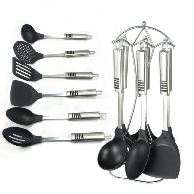 China Nylon Kitchen Utensils Set with Rotating Stand and Multi-functional Kitchen Gadgets for sale