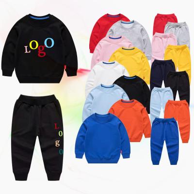 China Casual Children's Clothing Cotton O Collar Pullover Sweatshirt Free Custom Tops+Pants Set for sale