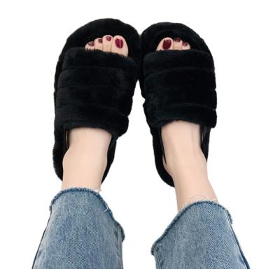 China Indoor Fashion Trend Drop Shipping Women Faux Fur Warm Cute Fashion Slippers Fluffy Memory Foam for sale