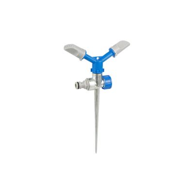 China Garden Line 2 Arm Plastic Rotating Garden Irrigation Sprinkler With Metal Alloy Spike For Watering for sale