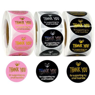 China Low MOQ Waterproof Custom Logo Laser Gold Foil Packaging Label Custom THANK YOU Stickers for sale