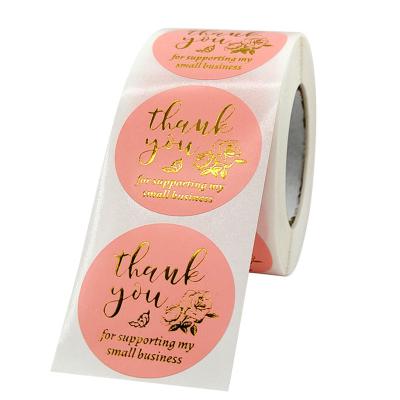 China Luxury Custom Logo Cosmetic Bottle Sticker Label Gold Foil Custom Waterproof Logo Roll Thank You Sticker for sale