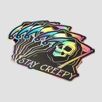 China Waterproof Custom Printing Die Cut Vinyl Waterproof Holographic Cartoon Laser Stickers Stickers for sale