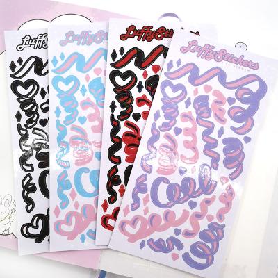 China Waterproof Custom Glitter Lamination Ribbon Foil Sticker Laser Deco Cute Color Printing Sticker for sale