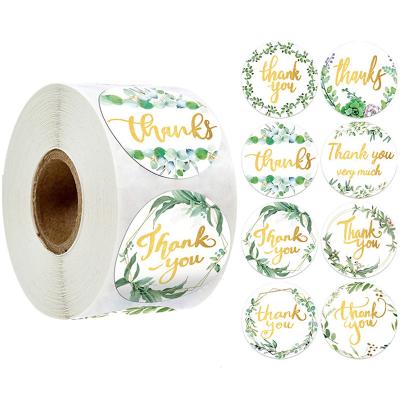 China Logo Waterproof Vinyl Circle Waterproof Custom Thank You Sticker Label Roll Printing for sale