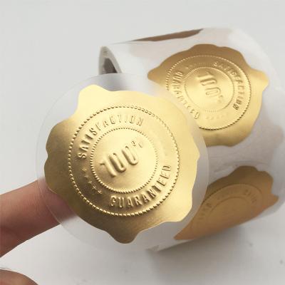 China Wholesale Waterproof Self-adhesive Customized Printing Logo Roll Clear Gold Foil Stickers Transparent Printing for sale