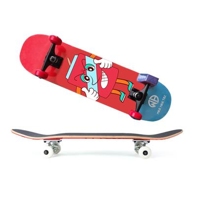 China 31x7.75inch Youth Bottom Side Heat Sticker Double Kick Concave Transfer Board 9 Layer Chinese Maple Wood Skateboard For Beginners for sale