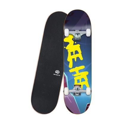 China Youth Double Snubby Maple Skateboard Heat Transfer Printing Pattern Skate Board With Four Wheel ABEC - 7 for sale