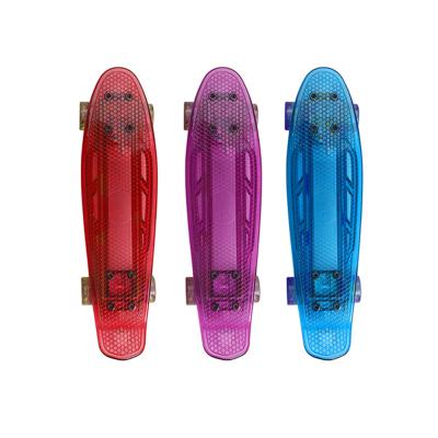 China Cheapest 22 Inch Youth Skate Board Mini Cruiser Skateboard With PU Full Wheel Light for sale