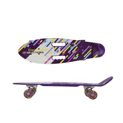 China Youth 26 Inch Fish Board Full Deck Plastic Cruiser White Skateboard With Big LED Wheel for sale