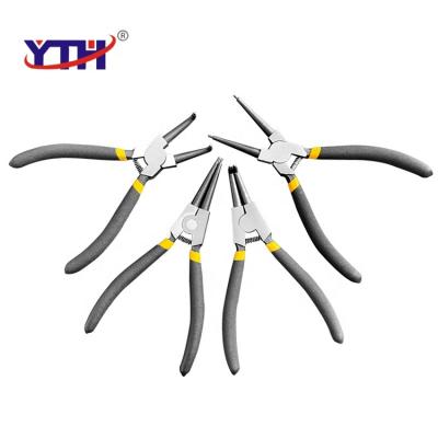 China YTH MULTI FUNCTIONAL Chrome Vanadium Handle Craft Anti-Slip Steel Jewelry Making Repair Gasket Directly Bent Nose Internal External Circlip Pliers for sale