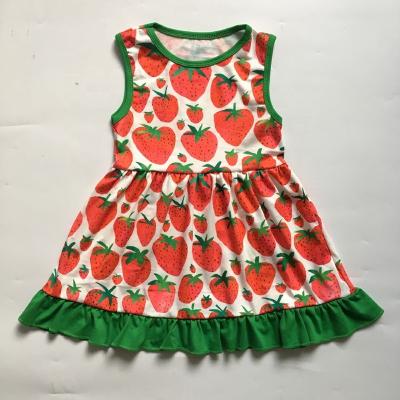 China MOQ sweet 1 2020 cute baby dress wholesale boutique summer strawberry dress kids rts for sale