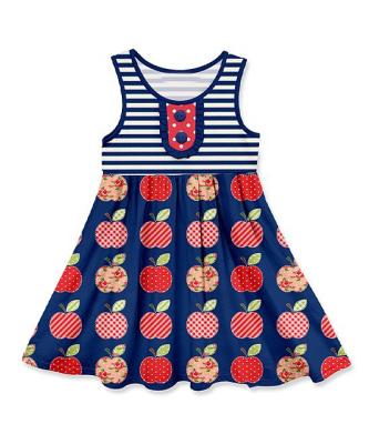 China Newest Design Anti-Static Back To School Clothes Girl Summer Apple Dress Kids Fashion Clothes for sale