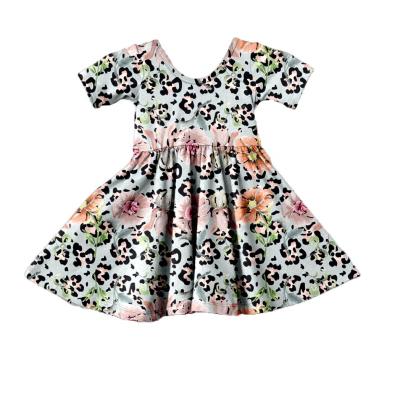 China New MOQ 5/Size Breathable Cartoon Design Dress Summer Leopard Flower Baby Wear Party Girls Dresses for sale