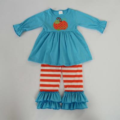 China Dropshipping OEM/ODM New Cute Kids Formal Style Kids Pumpkin Cloth Dressing Tops And Pants Babies Outfit for sale