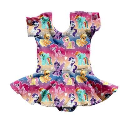 China New Boutique Summer Girls Lion Girls Dresses Wholesale Kids Breathable Cute Unicorn Print Dress Breathable Fast Shipping for sale