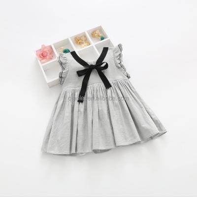 China Lovely Breathable Simple Style Bowknot Cotton Soft Canvas Dress For Girl for sale