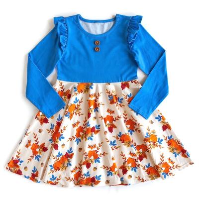 China OEM/ODM Breathable Wholesale Kids Fall Clothing Low MOQ Kids Make Your Own Pumpkin Print Halloween Dress for sale