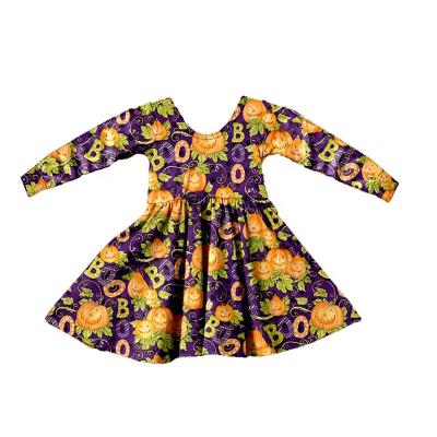 China Breathable Create Your Own Design MOQ Halloween 3 Pumpkin Boutique Autumn Dress Newborn Clothes Kids Clothes for sale