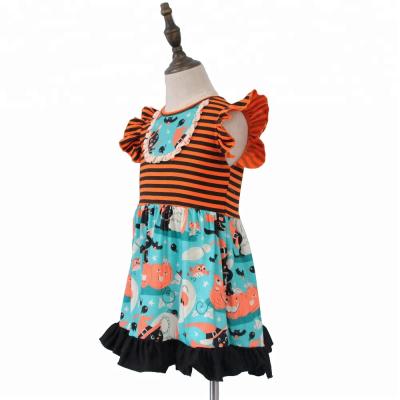 China Plus size OEM/ODM print new designs on demand Halloween kids dress up wholesale black cat pumpkin dress for sale