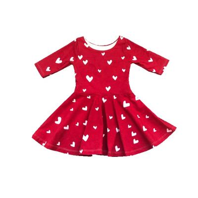 China Breathable Custom OEM Valentine Red Heart Dress Toddler Wear Clothes Spring Summer Girls Dresses for sale