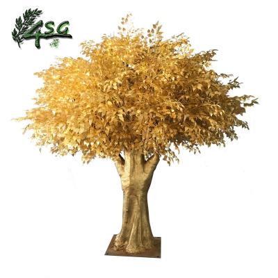 China LARGE WISH GOLD TREE WEDDING Easy Hold LEAF GOLDEN TREE OUTDOOR ARTIFICIAL CENTERPIECE for sale