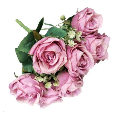 China Minimalist Realistic Artificial Flowers Rose Bunch For Home Decoration Silk Rose Flower With Cheap Price for sale