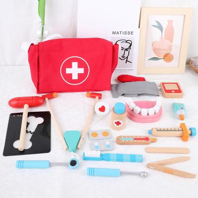 China Eco-friendly Material Hot Selling Wooden Medical Toy Doctor Kit Toys Doctors Set Wooden Kits Nurse Toys For Children for sale