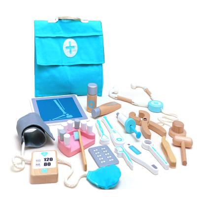 China Doctor Set Eco-friendly Material Toy Game Cosplay Kids Wooden Toy Pretend Doctor Pretend Play Set For Children for sale