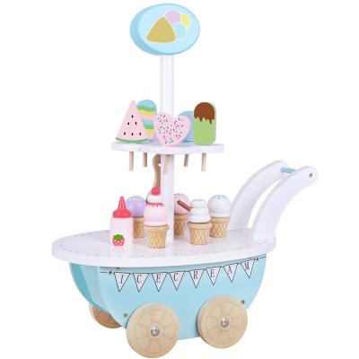 China ECO-FRIENDLY Food Cart Wooden House Ice Cream Set Simulation Play Kitchen Children's Toy Dollhouse Kitchen Toy for sale