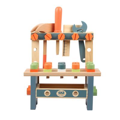 China 2021 Wholesale ECO-FRIENDLY Tools Toys Wooden Workbench For Kids Station Carpentry Tools Toy Set for sale