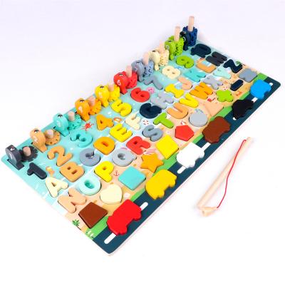 China Hot selling eco-friendly material montessori math geometry wooden shape matching logarithmic puzzle board wooden educational toys for kids for sale