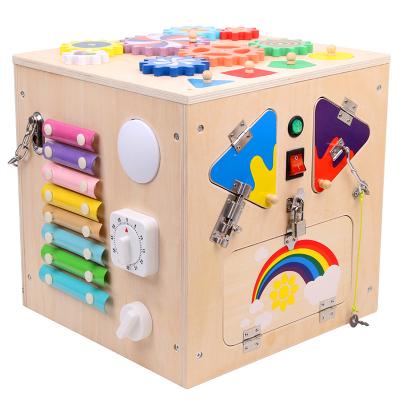 China Eco-friendly Material Wooden Busy Box Sensory Activity Montessori Sensory Educational Toys Toddler For Kids Study for sale