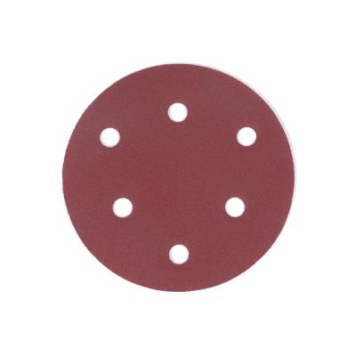 China Custom holes red aluminum oxide hook and loop abrasive sanding disc for sale