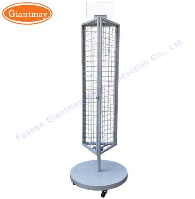 China Retail Store Metal Wire Mesh Panels Display Stand 360 Rotating Revolving Display Rack Rotate 360 ​​Degrees for sale