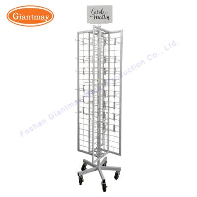 China Rotating Metal Wire Mesh Panels Hanging Product Retail Shop Shelving Rack Turntable Phone Accessories Display Stand for sale