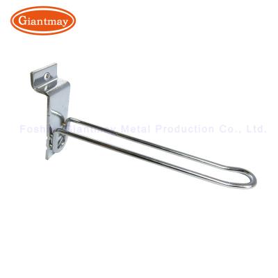 China Light Duty Chrome Slatwall Display Hook Metal Double Hooks For Display Retail Store Peg Hooks Accessories for sale