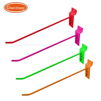 China Colorful Light Duty Wire Peg Hook Retail Accessory Hooks Single Slat Wall Display Hook Slatwall Metal for sale