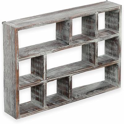 China Foldable manual wall mounted shadow box, solid wood display rack, wooden wall storage rack for sale