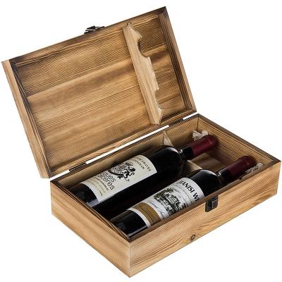 China Hot Selling Handmade Customized Luxury Package Box Wood Gift Box For Wine Wooden Wine Box for sale