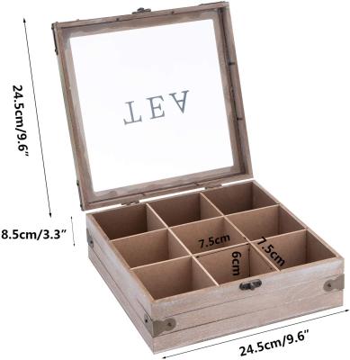 China China wooden storage box with transparent cover for tea box used for rural tea bag shelf storage box for sale