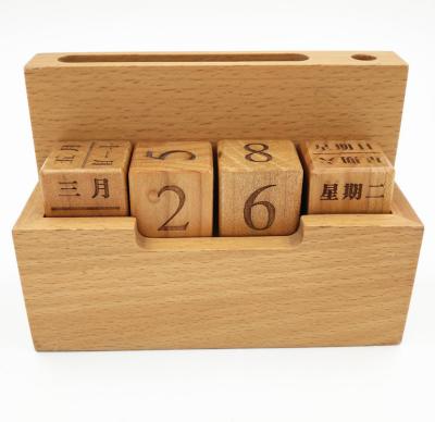 China Table Calendar Blocks Perpetual Calendar Blocks Wooden Perpetual Wooden Calendar for sale