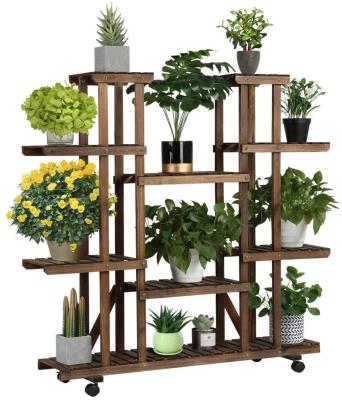 China Eco - Friendly Floor Type Anti - Corrosion Flower Pot Rack For Solid Wood Balcony for sale