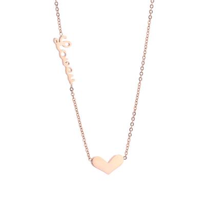 China New Arrival TRENDY Peach Heart Necklace Gold Plated Lucky Alphabet Stainless Steel Heart Choker Necklace Women for sale