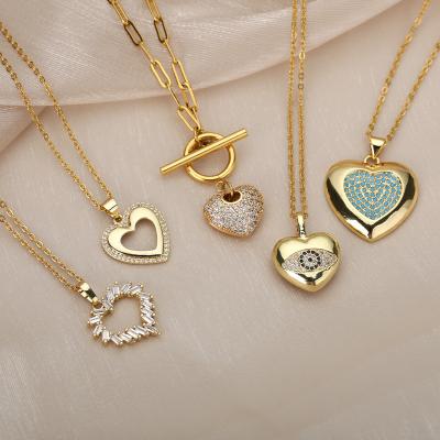 China Trend FASHIONABLE new gold plated heart necklace OT hug stainless steel peach heart necklace women pendant girls for sale